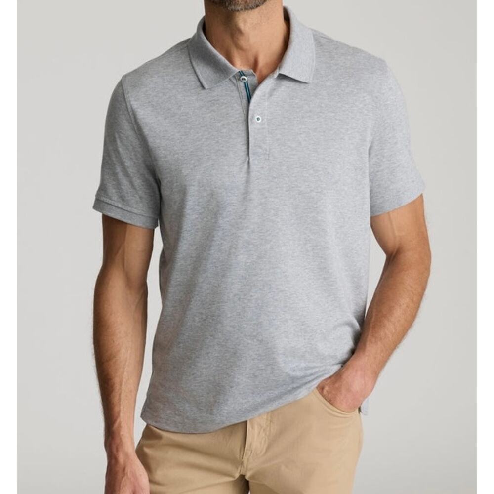 NWT UNTUCKit Wrinkle-Free Damaschino Polo Heathered Gray Sz Large